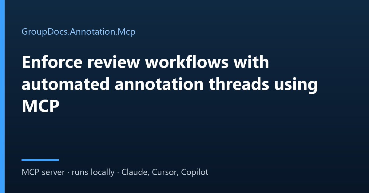 Document review workflow with AI: comment threads and replies inside a document, driven by an agent