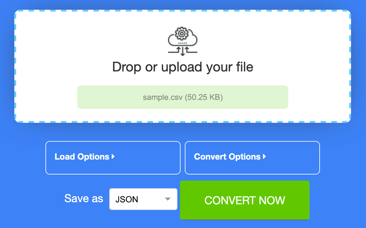 Convert CSV data to JSON - Online Free