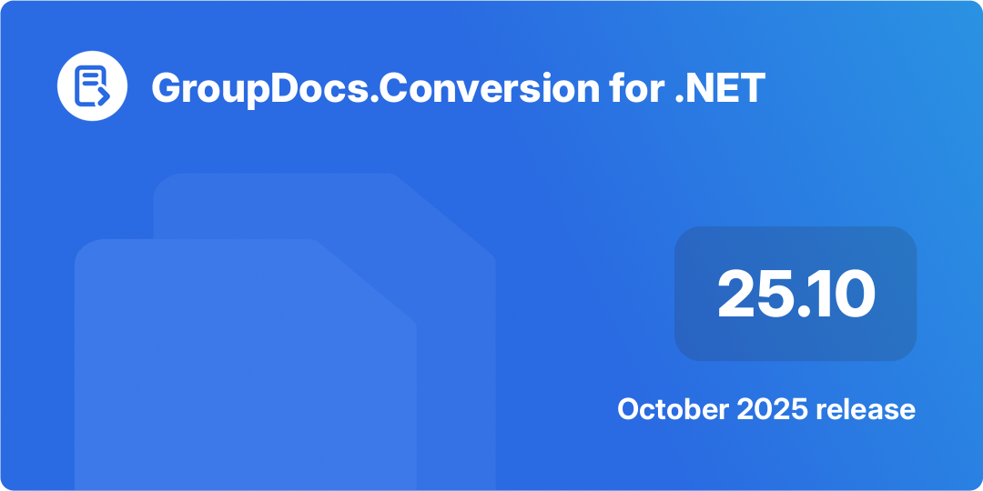 Captura de pantalla de los aspectos más destacados de la versión 25.10 de GroupDocs.Conversion para .NET: opciones de diseño de página y cambios en la API