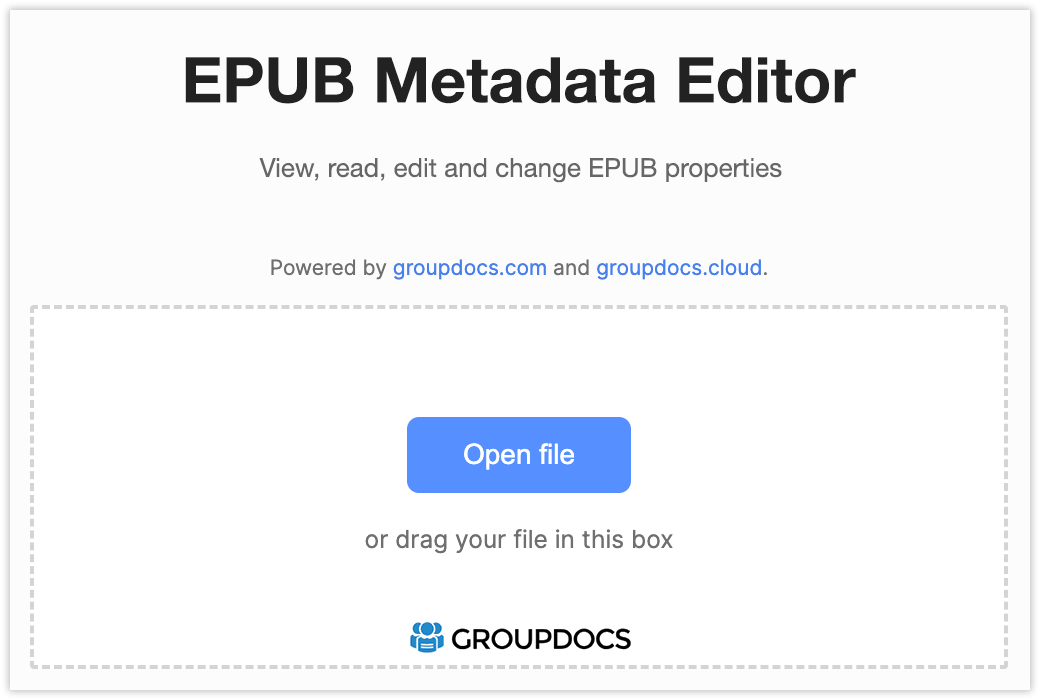 Online editor metadat EPUB