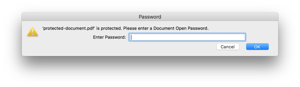 Entrez le mot de passe pour le PDF protégé