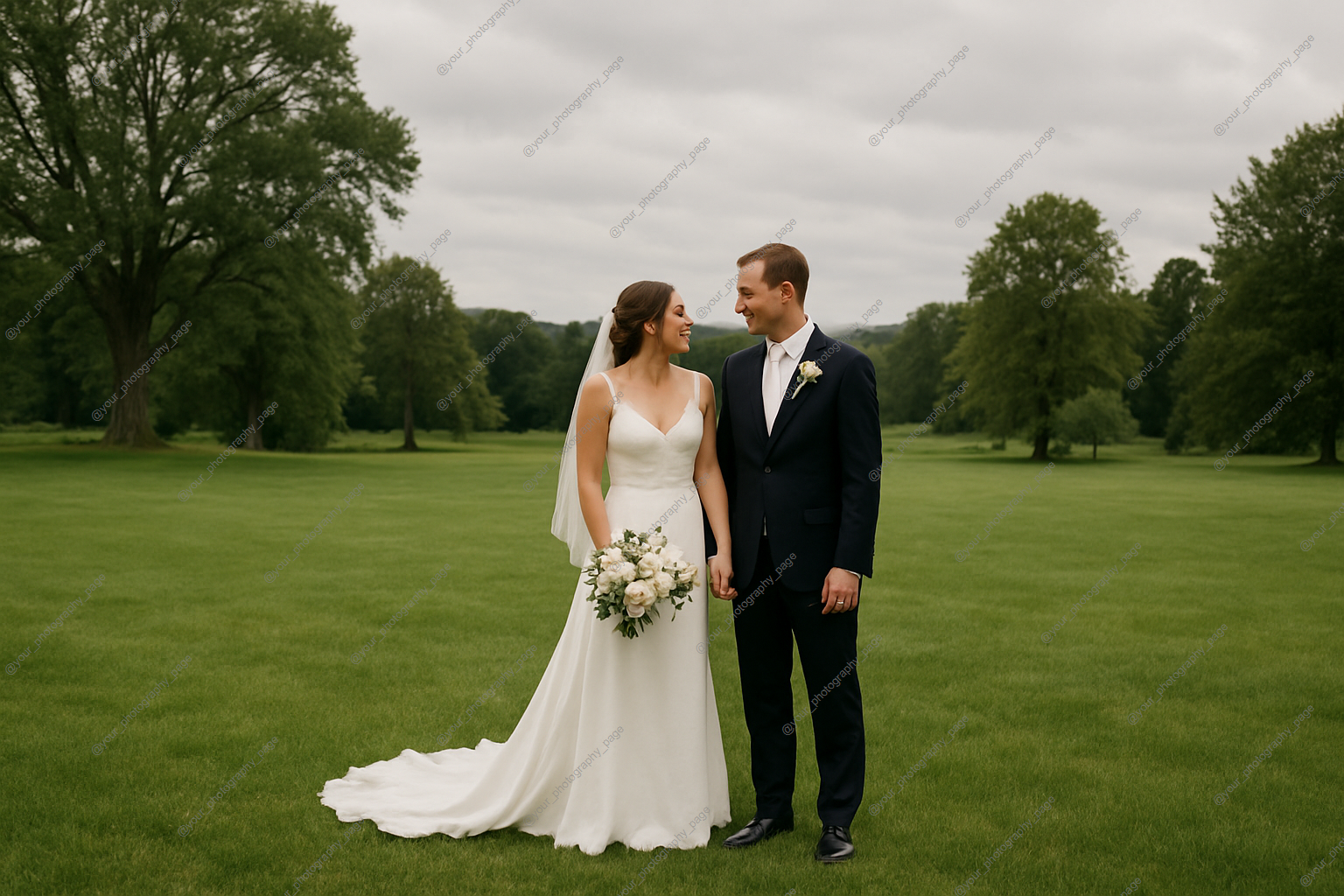 Filigrane en mosaïque sur photo de mariage avec le compte Instagram du photographe pour protection sur les réseaux sociaux
