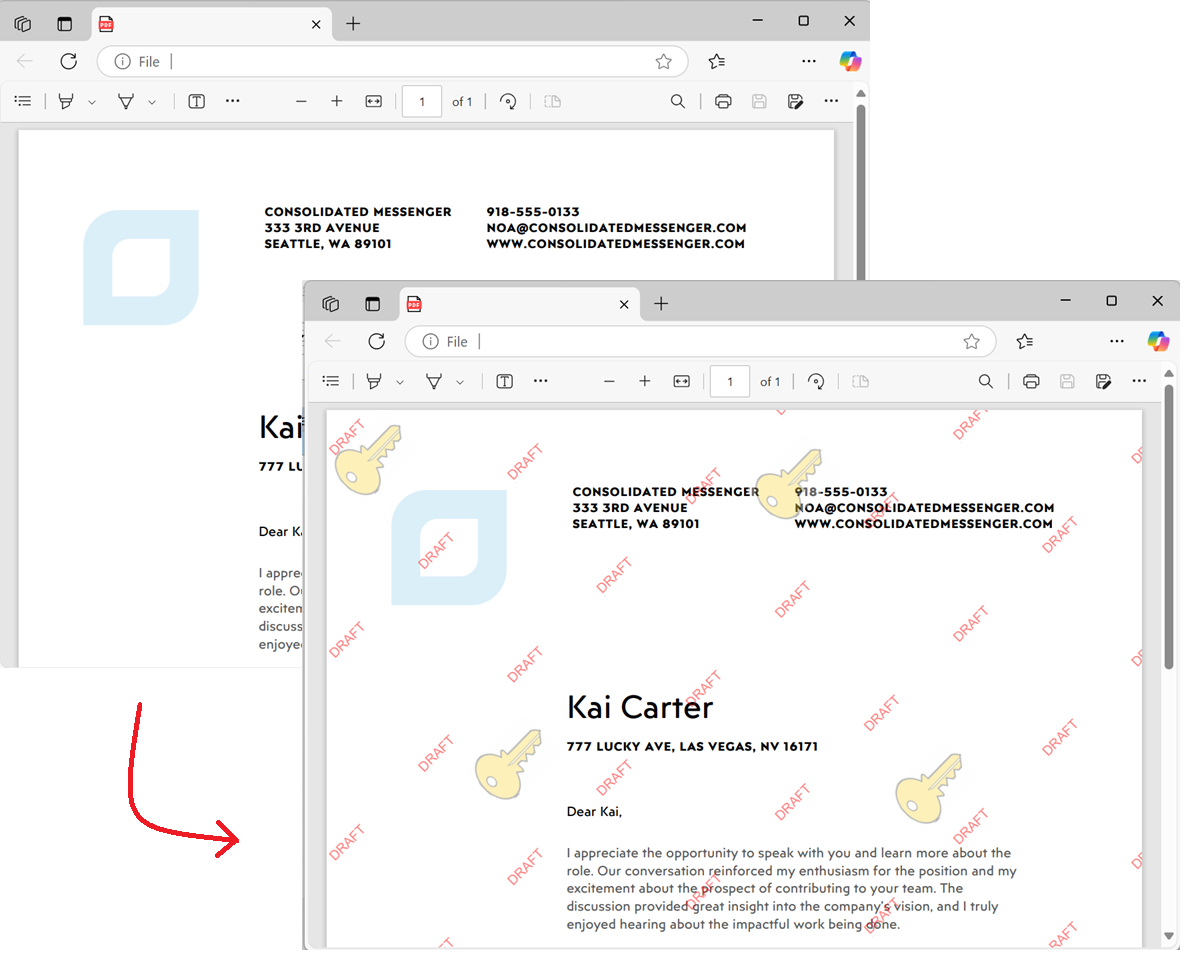 Filigranes combinés texte et image multi-couches pour la sécurité maximale des documents