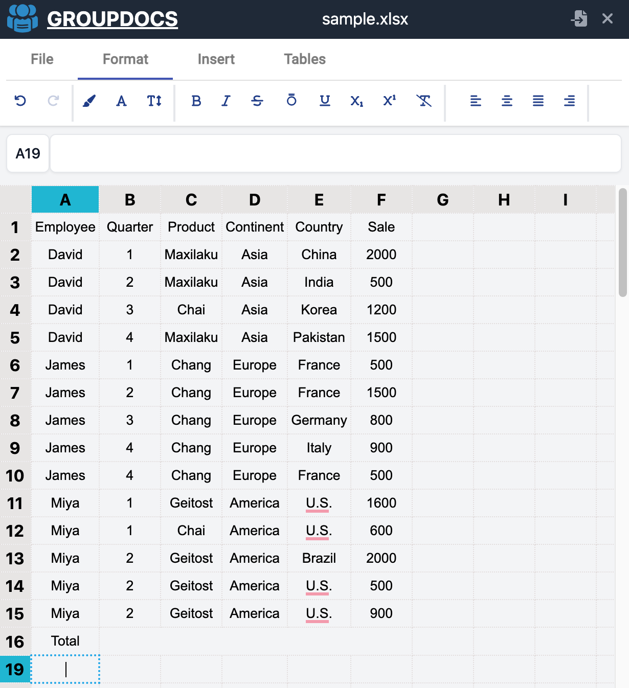 Pengeditan Lembar Bentang Excel