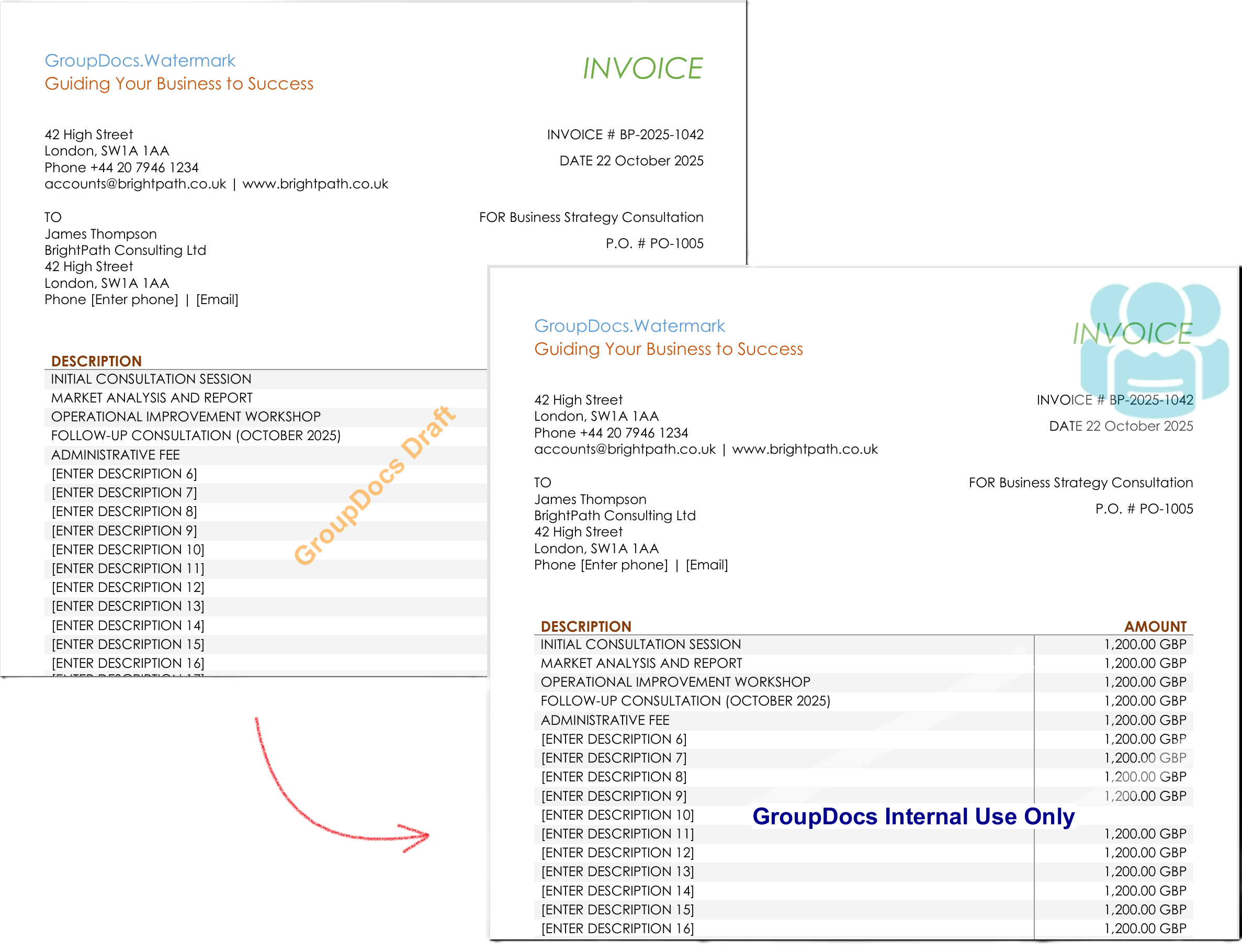 Penggantian teks — watermark lama diperbarui dengan teks, font, dan warna baru