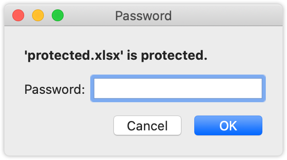 Immettere la password per il file protetto