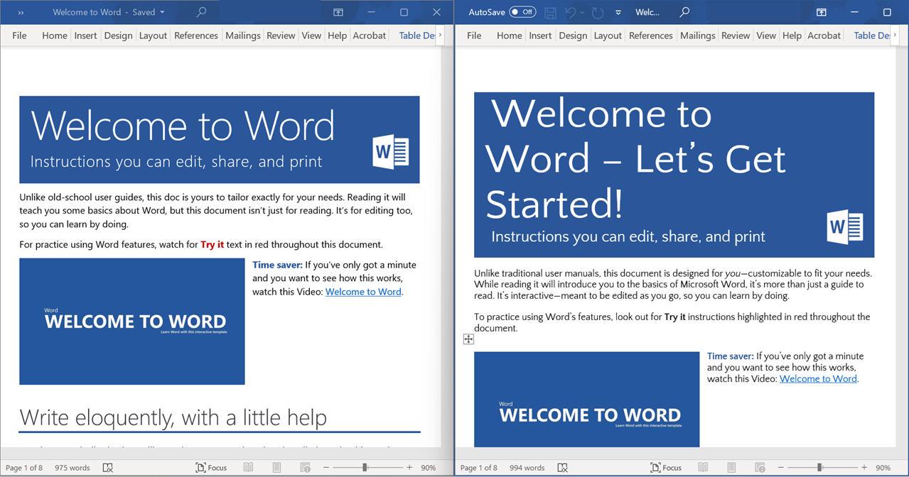 Two Word documents side by side showing source and target files for comparison - contract_v1.docx and contract_v2.docx ready for GroupDocs.Comparison analysis