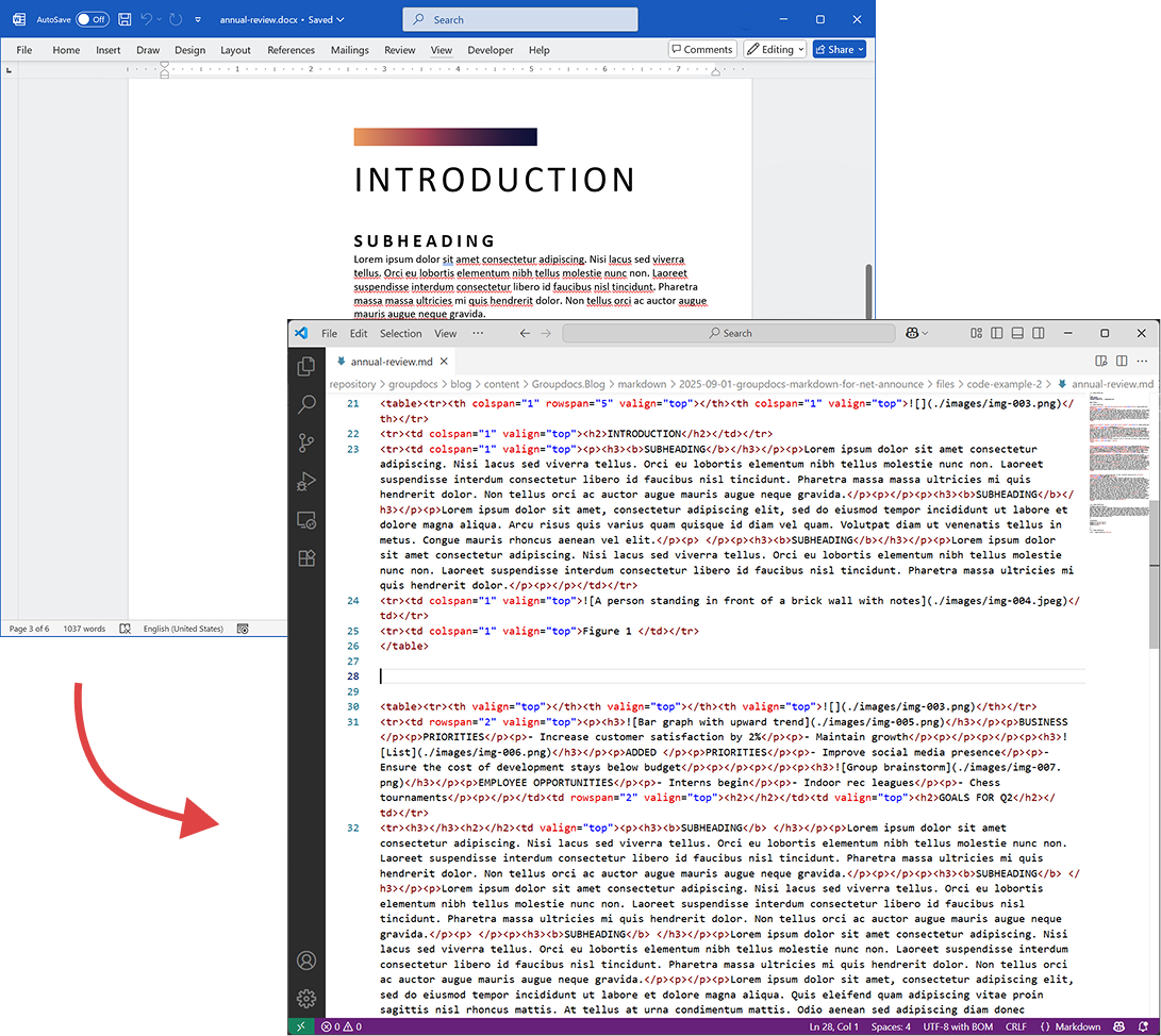 Source DOCX and output Markdown file