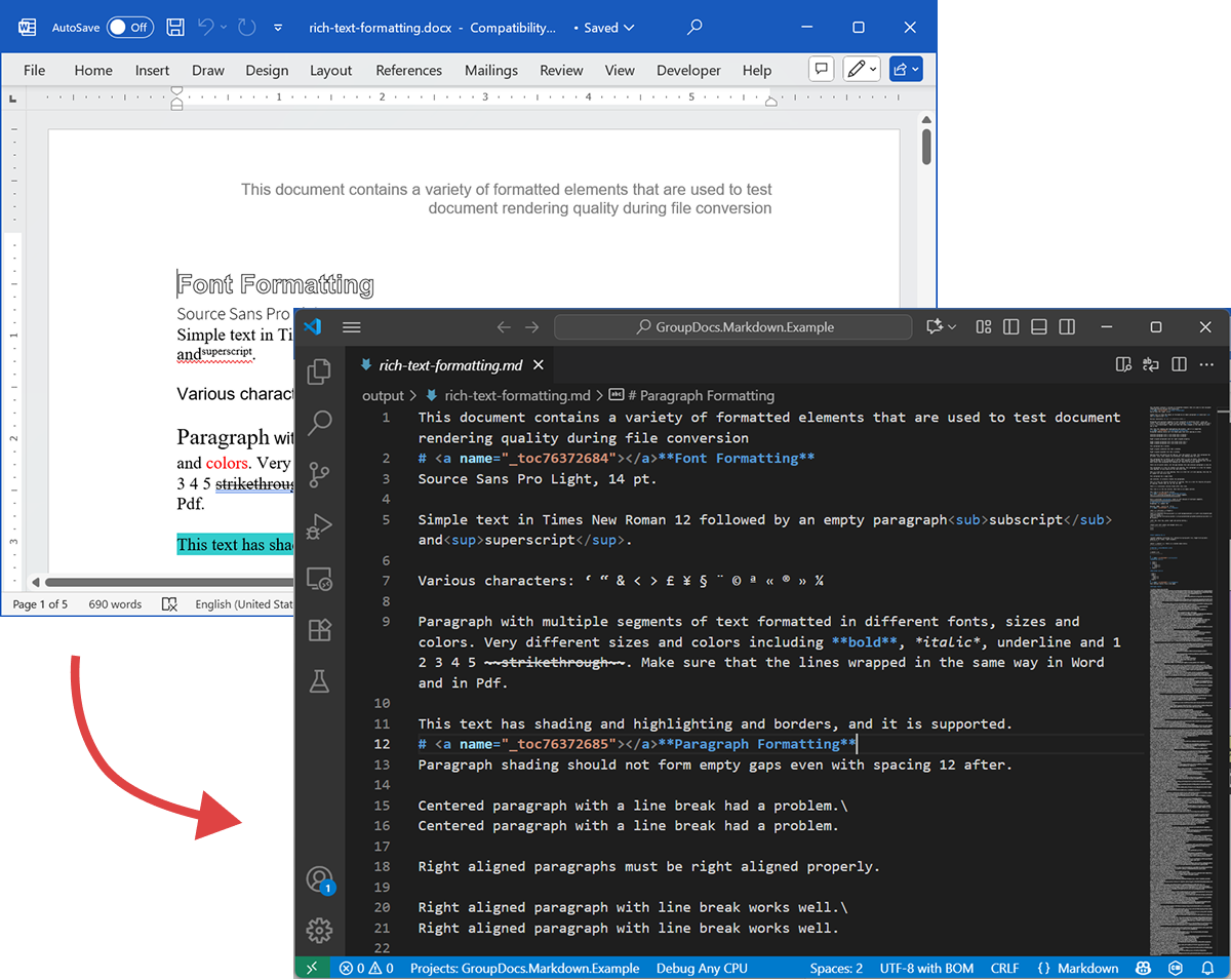Source DOCX and output Markdown file