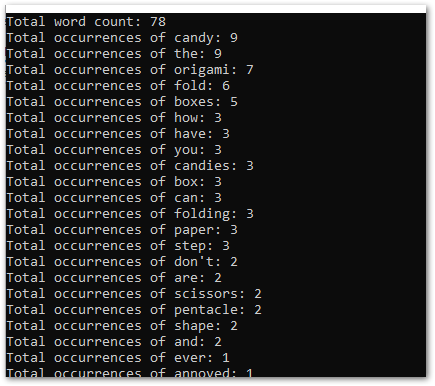 Word Occurrence Count
