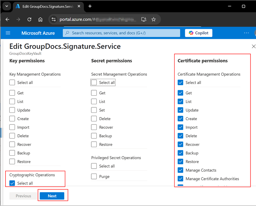 Registro de aplicação do Azure Active Directory para serviços de assinatura de PDF