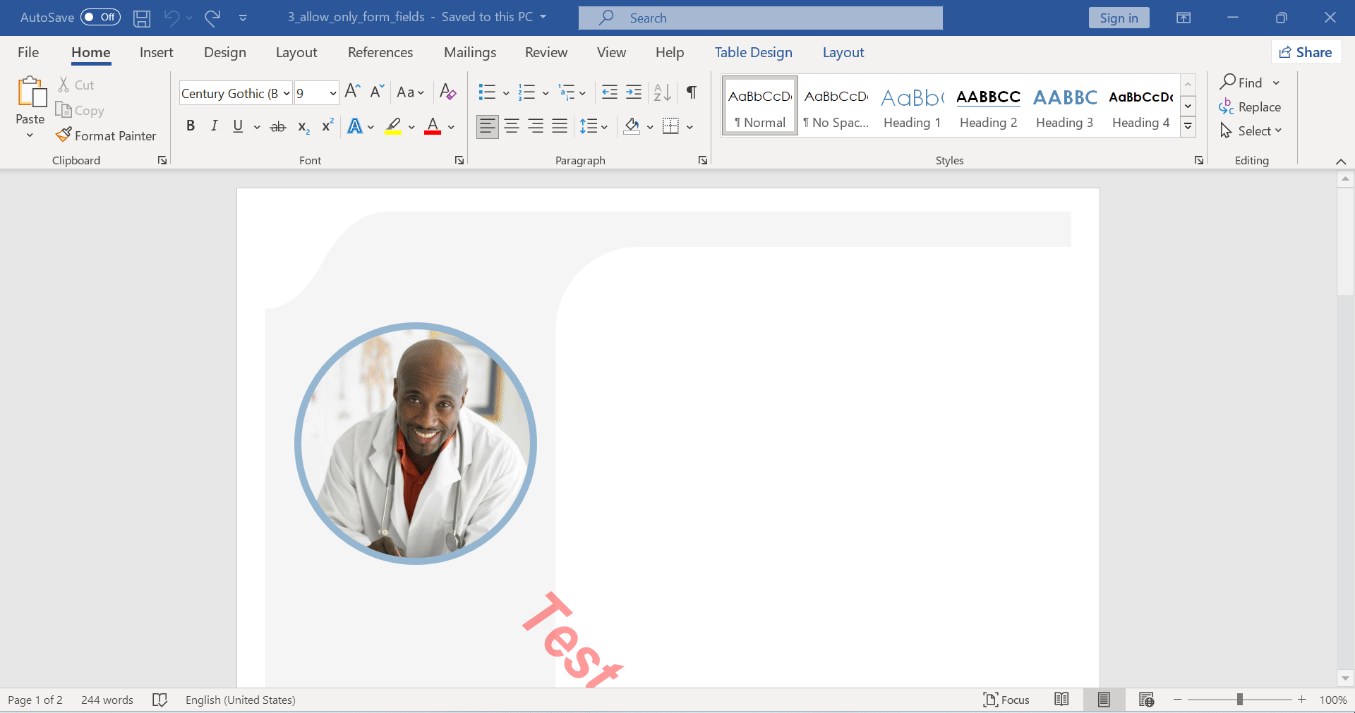 Marca d'água protegida por senha na seção oculta do Word