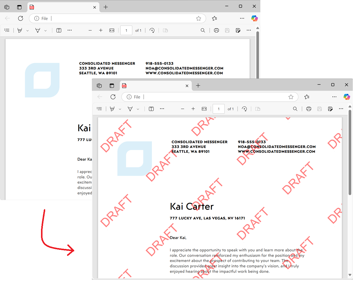 Padrão de marca de água diagonal RASUNHO em PDF usando a API Python