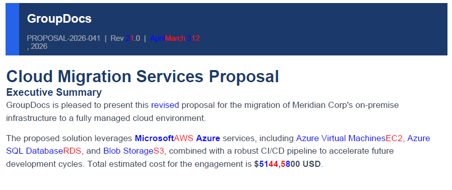 PDF comparison result in Inline mode