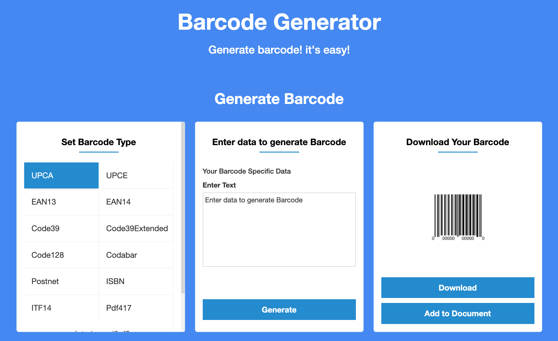 Online Barcode Generation App