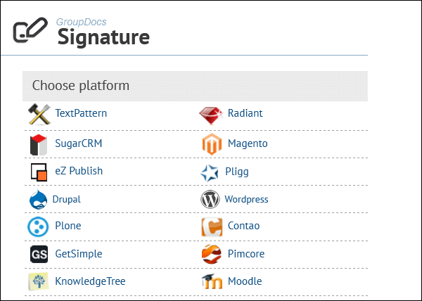 Integrate GroupDocs' efficient online signature add-on with multiple CMSs