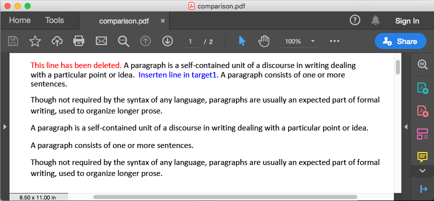 การเปรียบเทียบข้อความไฟล์ PDF