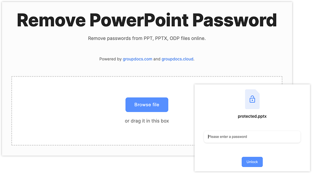 ลบรหัสผ่านจากการป้องกัน PowerPoint PPTs ออนไลน์