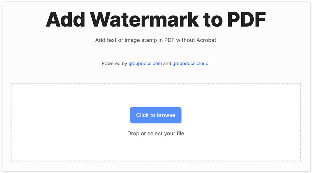 เพิ่มลายน้ำข้อความและรูปภาพลงใน PDF ออนไลน์
