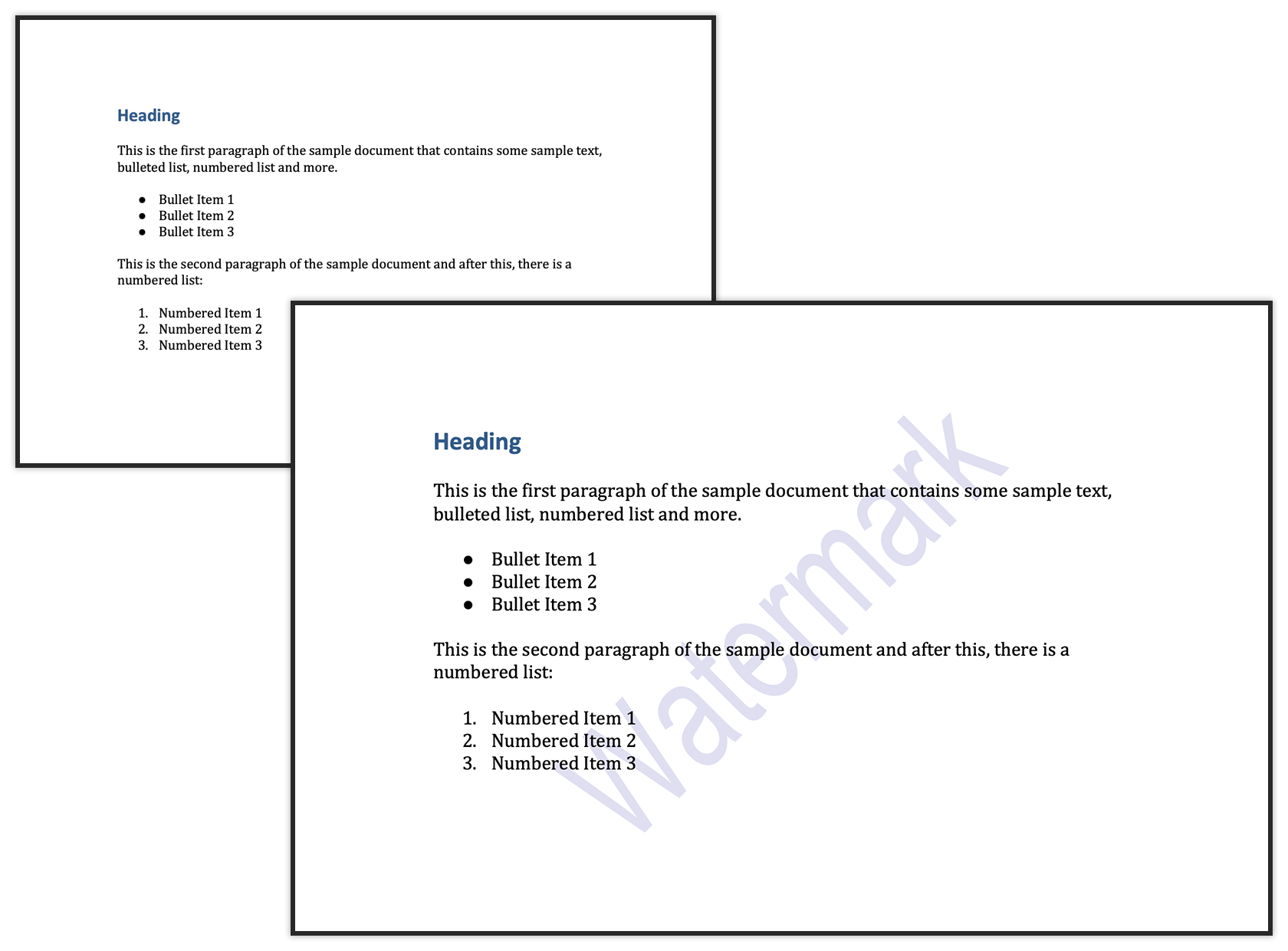 ตัวอย่างลายน้ำข้อความในเอกสาร Word โดยใช้ Java