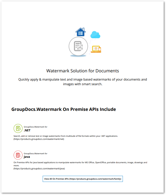 GroupDocs tarafından Watermarking Java API kullanılarak filigranların kaldırılmasından sonra elde edilen PDF dosyası