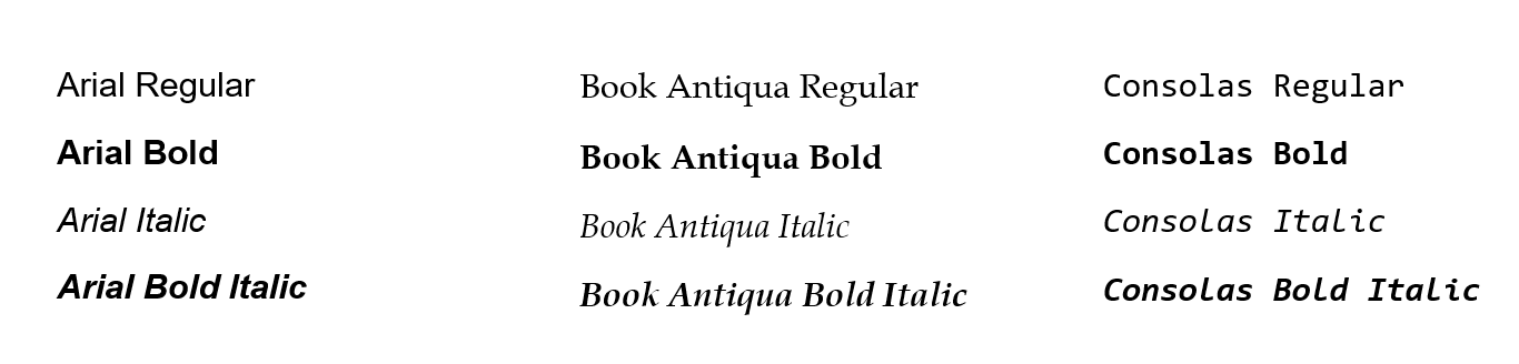 3 different font families with all their font styles