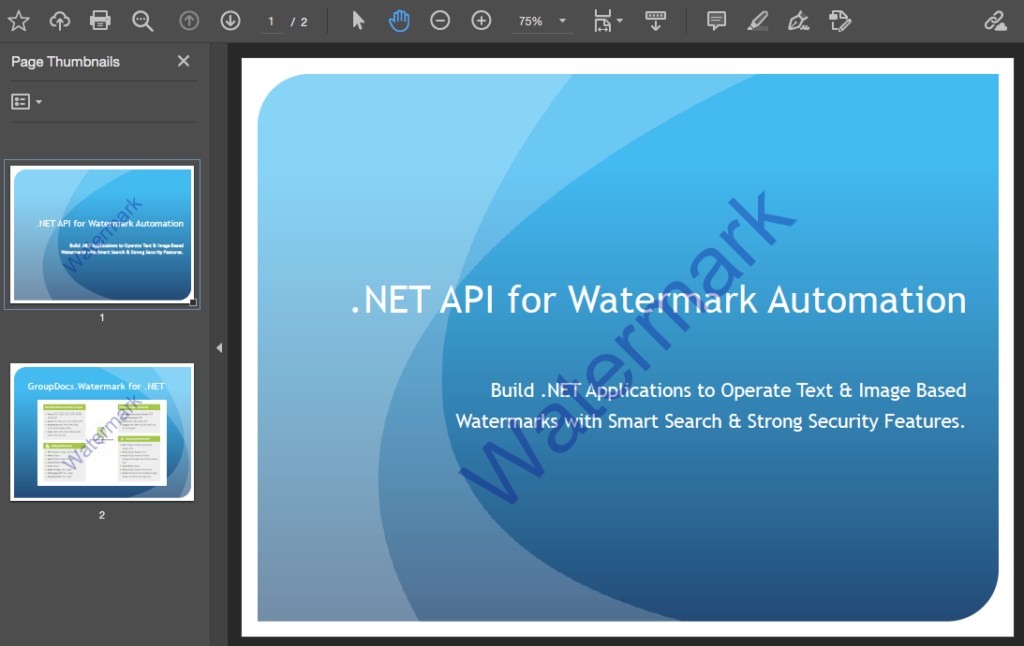 Add Text Watermark to PDF using C#